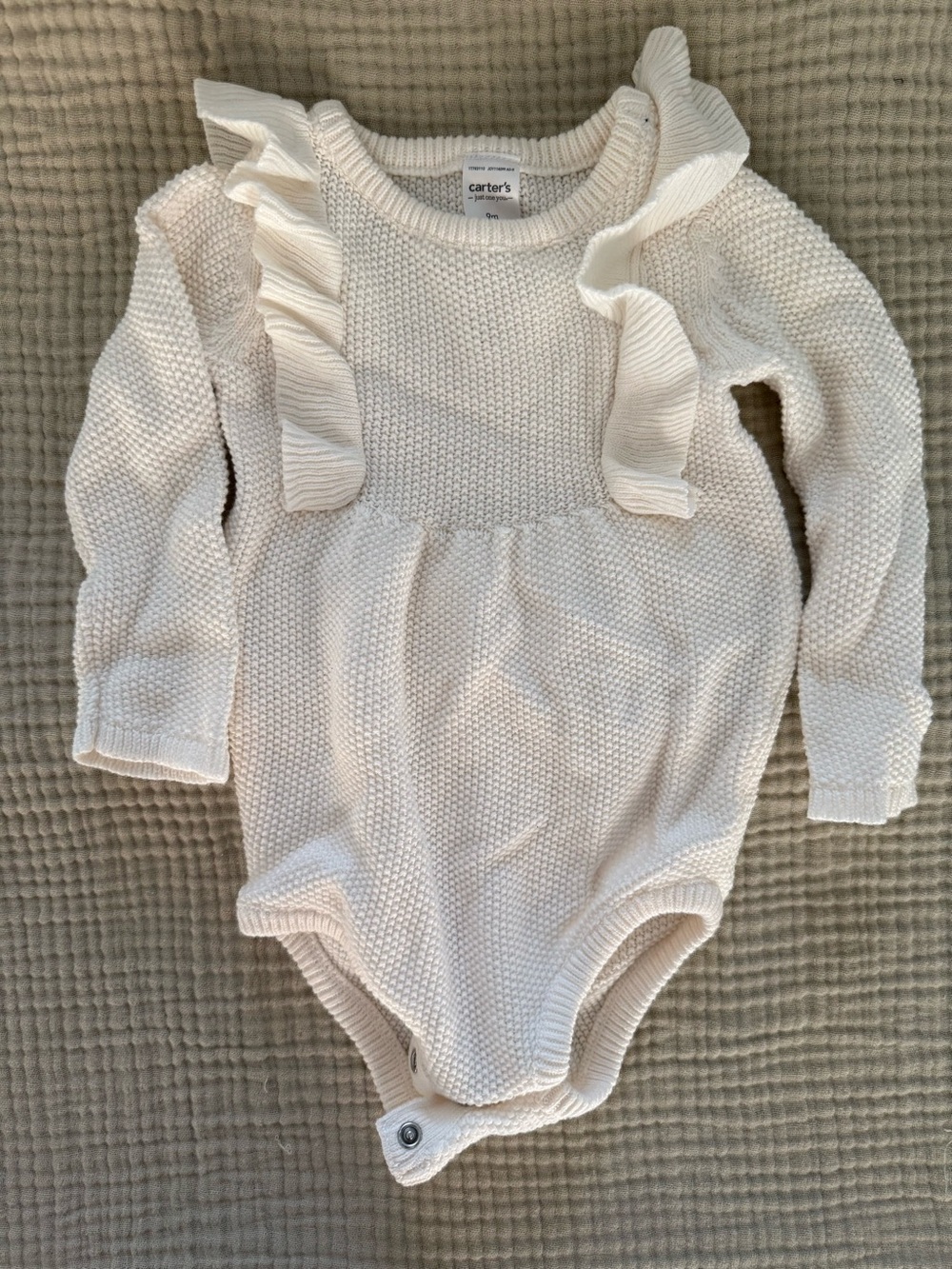 Carter's 9m Knit Ruffle Long-Sleeve Baby One-Piece